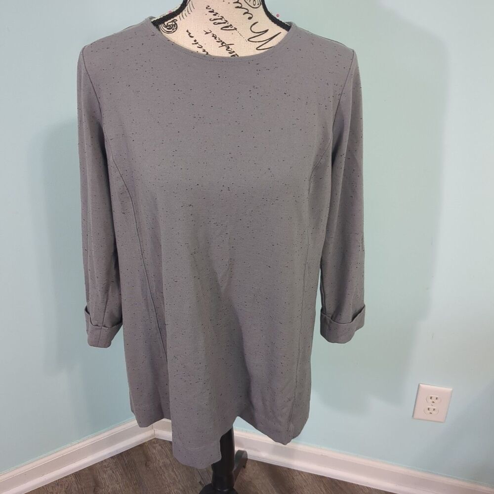 J.Jill Grey Long Sleeve Sweater Size M Womens Speckled Long Sleeve Ponte Tunic